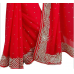 Superb Red Colored Stone Worked Chiffon Saree